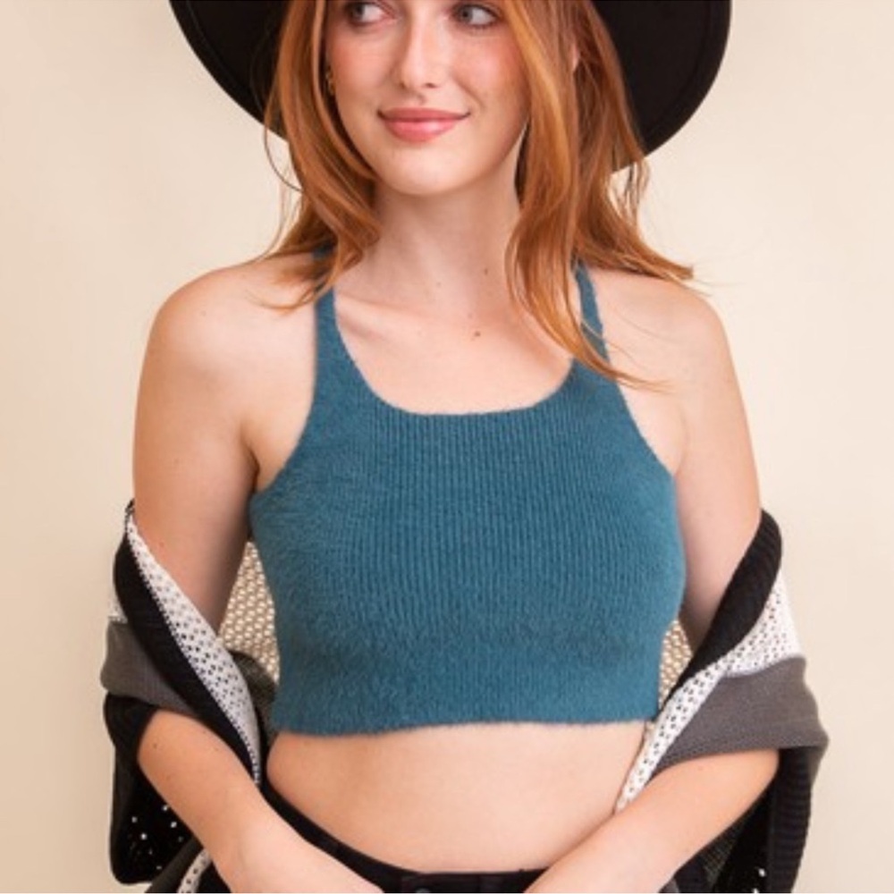Cozy Knit Racerback Brami Soft Lounge Crop Top XS/S M/L